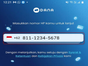Login DANA dengan Nomor Telepon